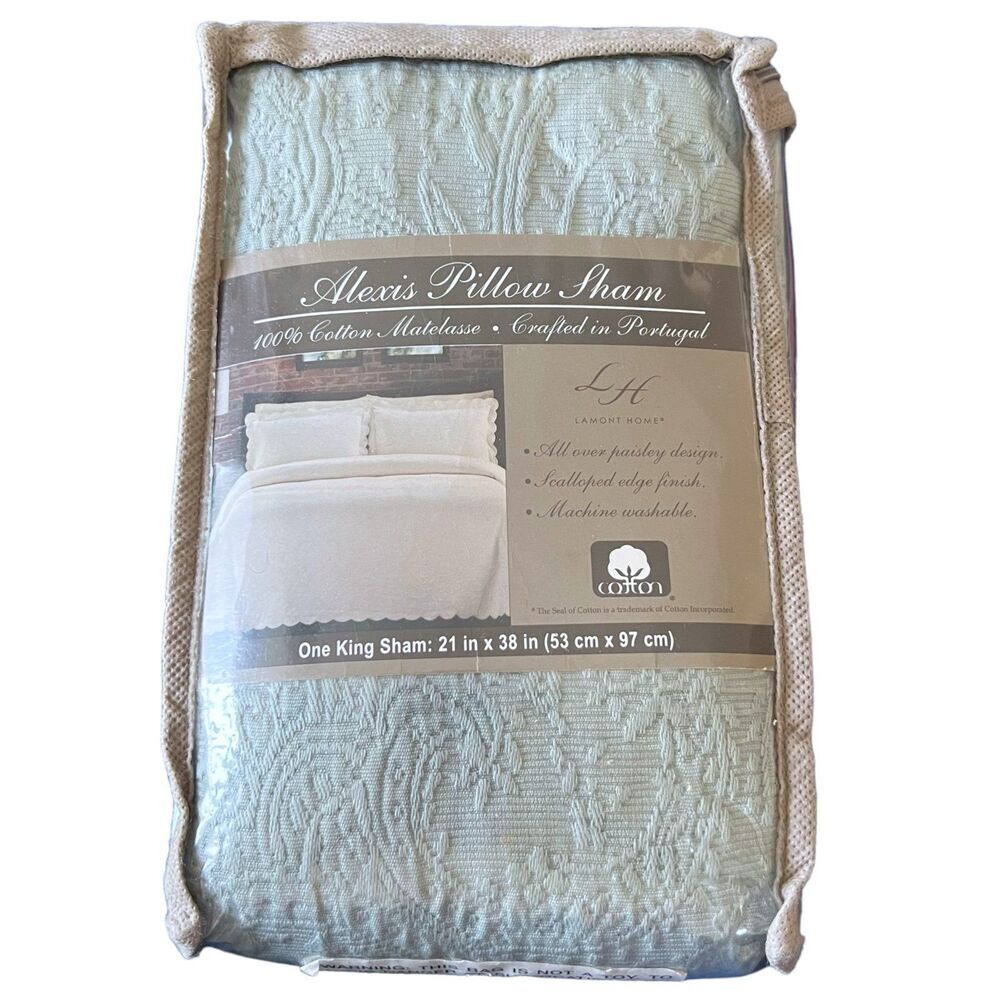 Alexis King Pillow Sham 100% Cotton Malelasse Paisley Design - Picture 2 of 6
